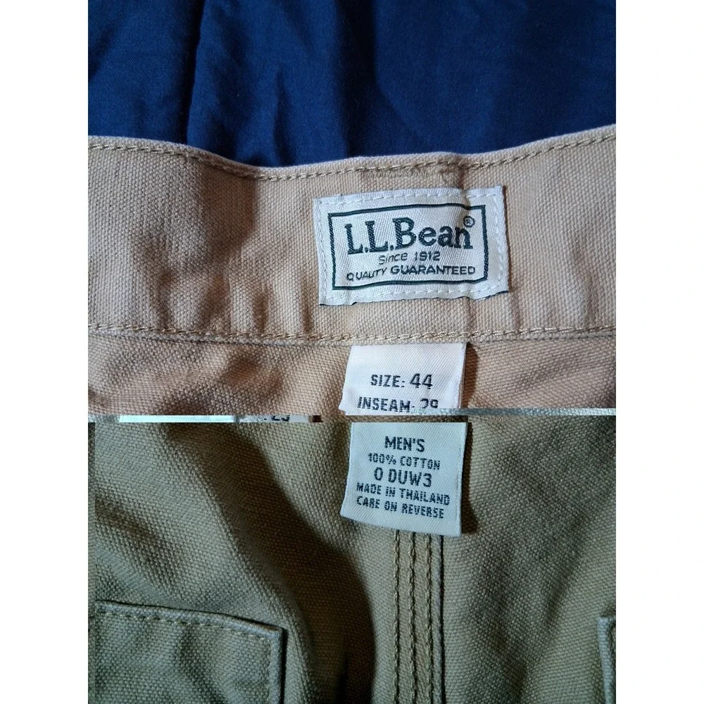 LL Bean Pants Men's 44x29 Khaki Heavy Duty Rugged Workwear 0 DUW3 Canvas‎